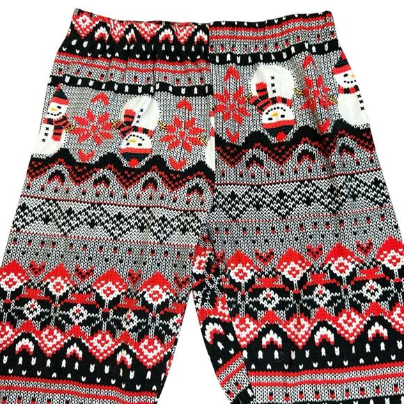 No Boundaries Snowman Christmas Leggings Size Small Red White Black - Picture 1 of 7